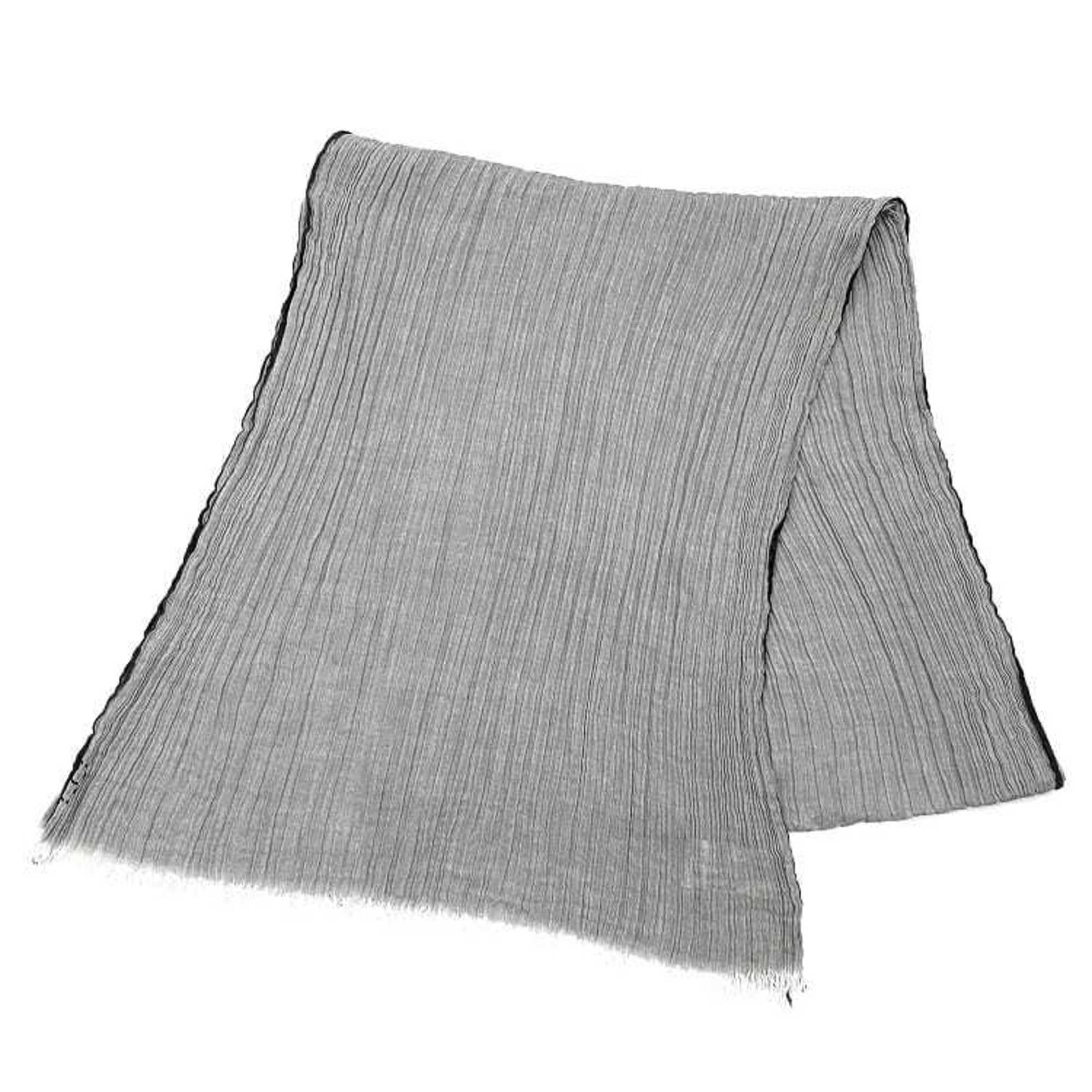 Hermes Muffler Gray Cotton 100% Stole Shawl Women's Men's